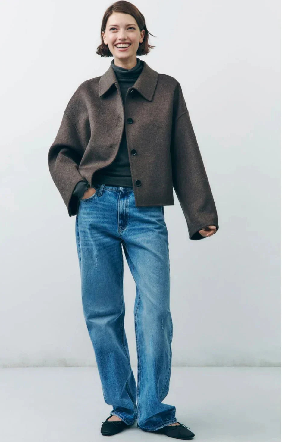 Doris | Damen Kurze Jacke mit Knopfleiste
