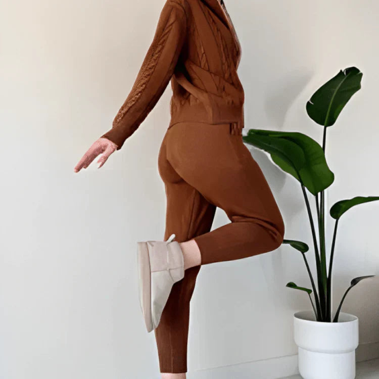 Maria | Damen Strick Lounge Set mit Reißverschluss