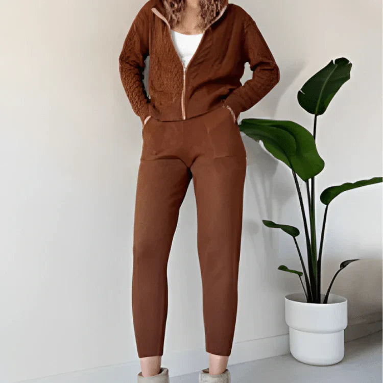 Maria | Damen Strick Lounge Set mit Reißverschluss
