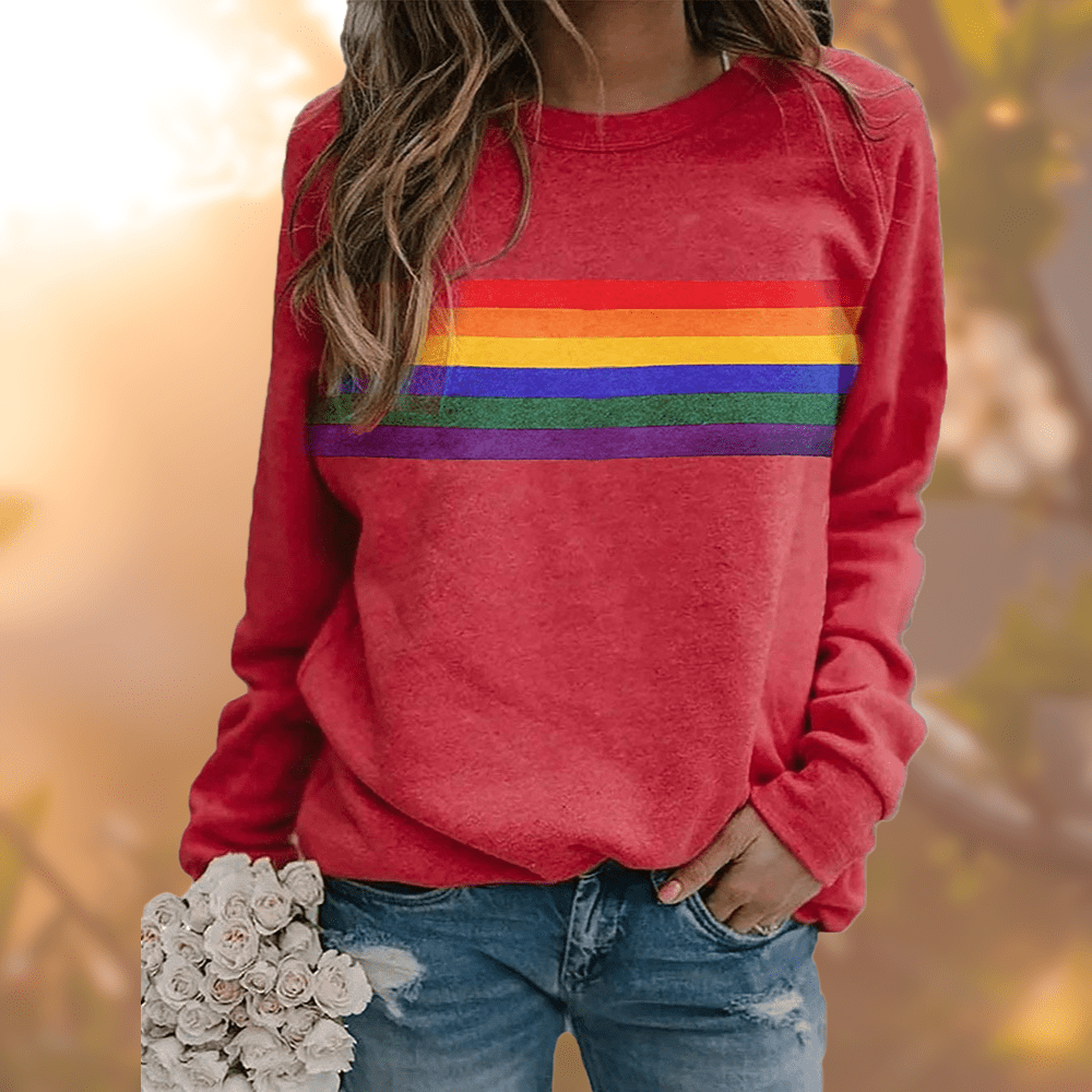 Emma | Damen Winter-Loungewear Sweatshirt mit Regenbogenstreifen
