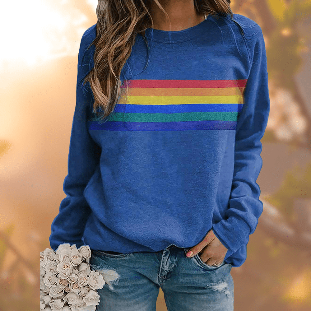 Emma | Damen Winter-Loungewear Sweatshirt mit Regenbogenstreifen