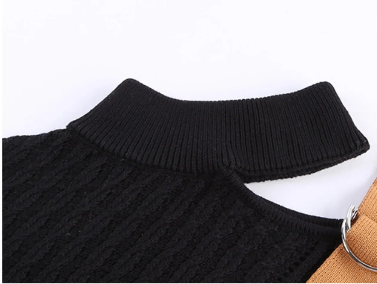 Felicia | Damen Winter-Strickpullover mit Off-Shoulder und Schnalle