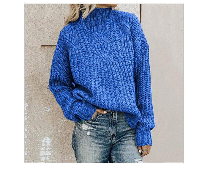 Elke | Frauen Winterpullover mit Grobstrick Zopfmuster