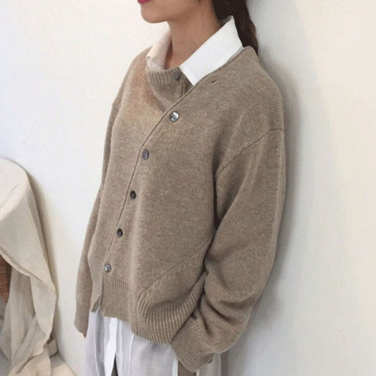 Andrea | Damen Winter Geknöpfter Cardigan-Pullover