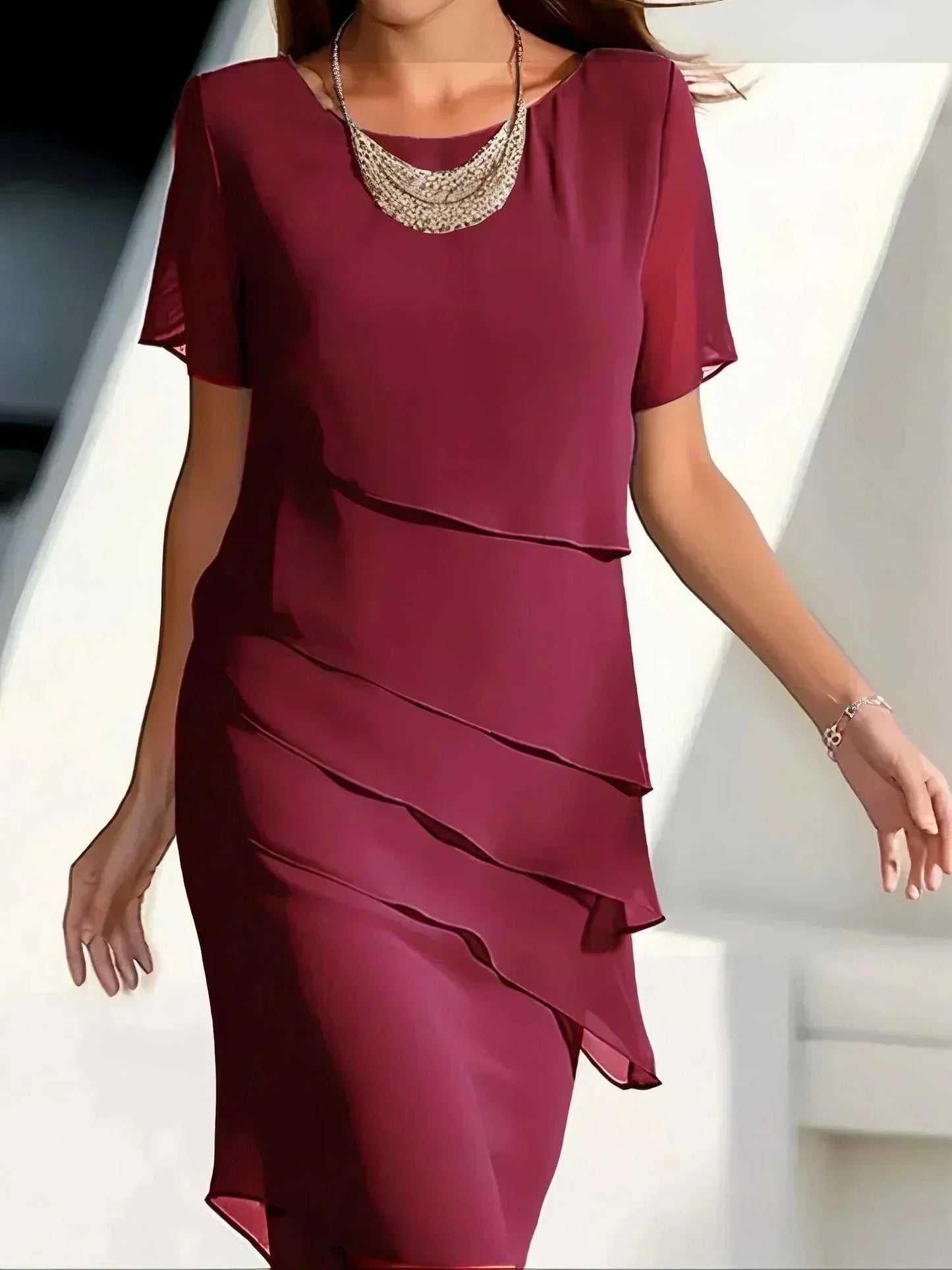 Julia | Elegantes Geschichtetes Chiffonkleid