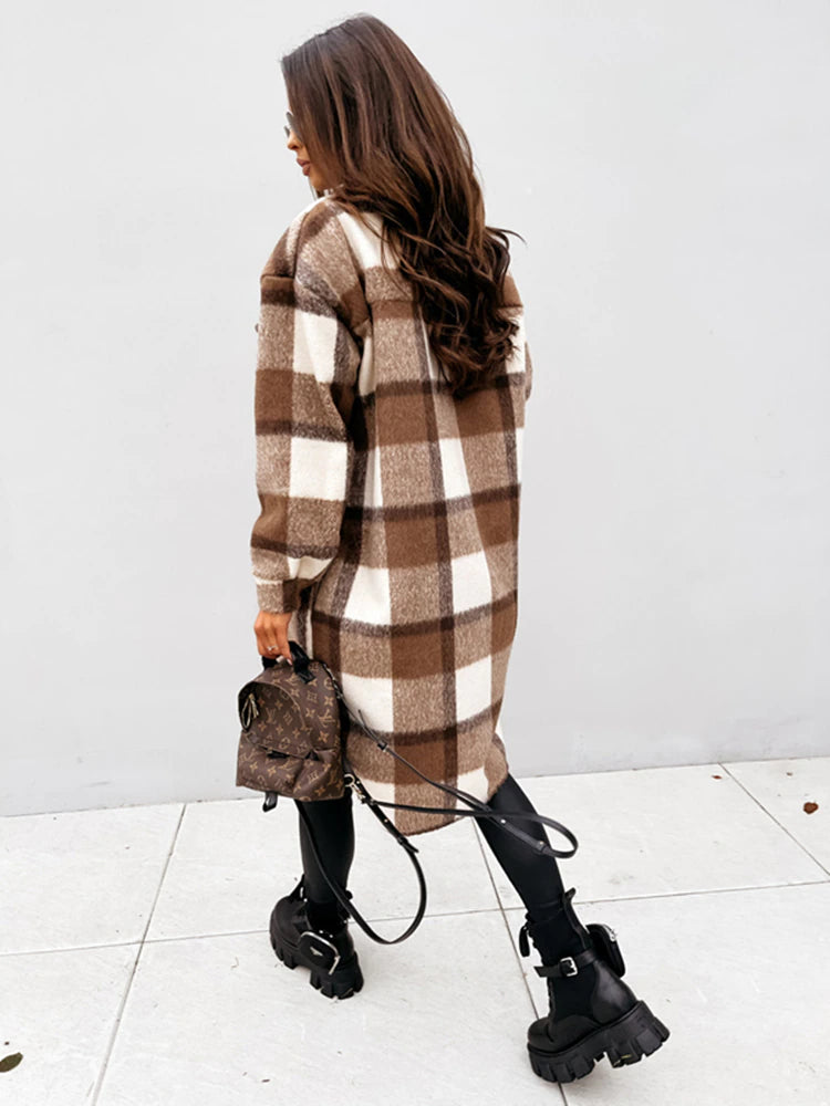 Tamara | Damen Winter Kariertes Jacke mit Lockerer Passform