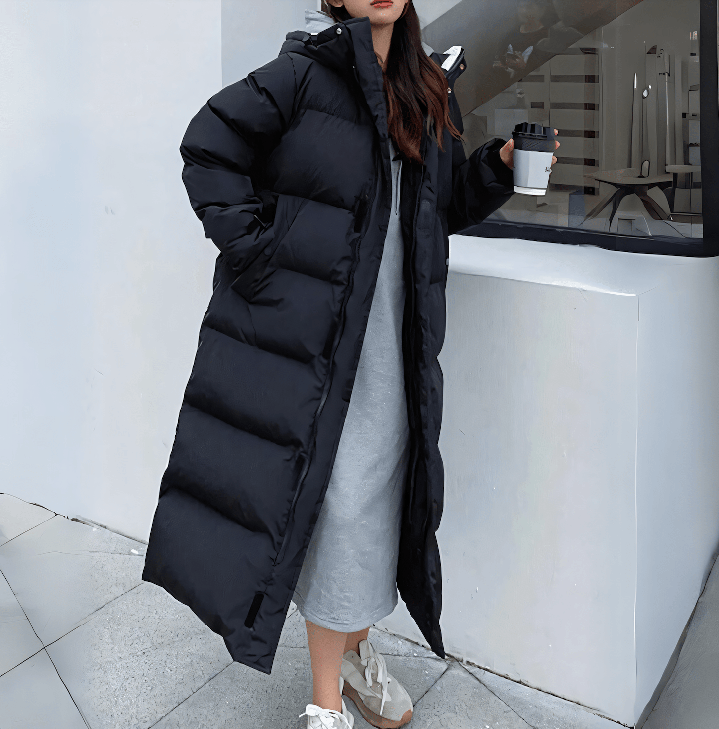 Ursula | Langer Steppmantel Damen