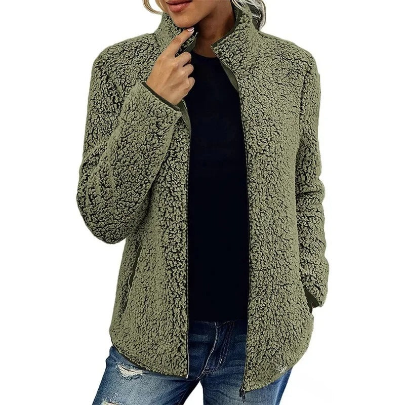 Carolina | Damen Winter Fleecejacke mit Reißverschluss