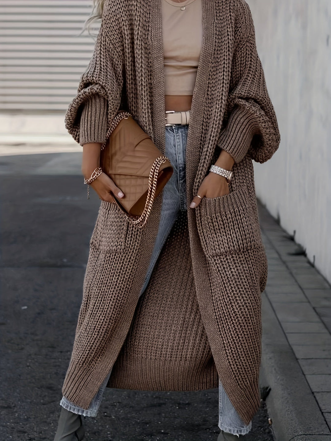 Lena | Damen Winter-Strickcardigan in Langform