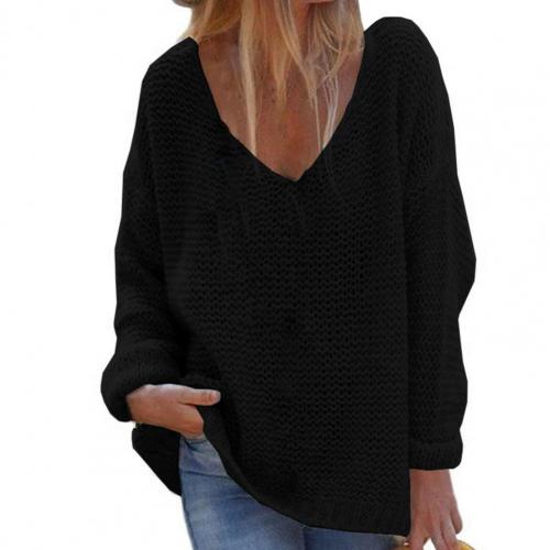 Beatrice | Damen Lockerer V Ausschnitt Strickpullover