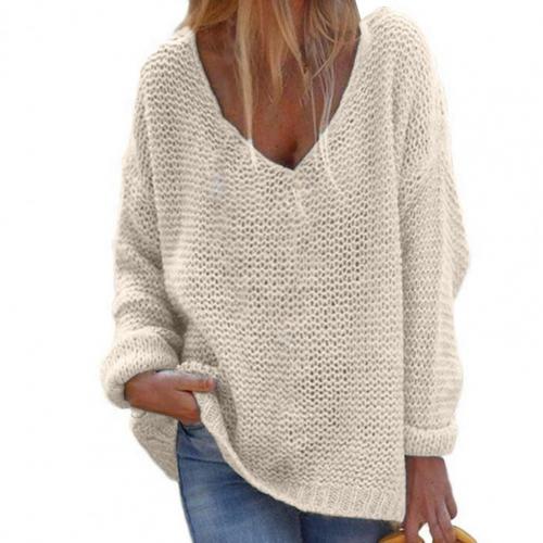 Beatrice | Damen Lockerer V Ausschnitt Strickpullover