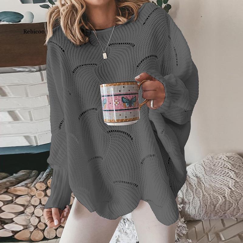 Bettina | Damen Locker Gestrickter Pullover mit Langarm