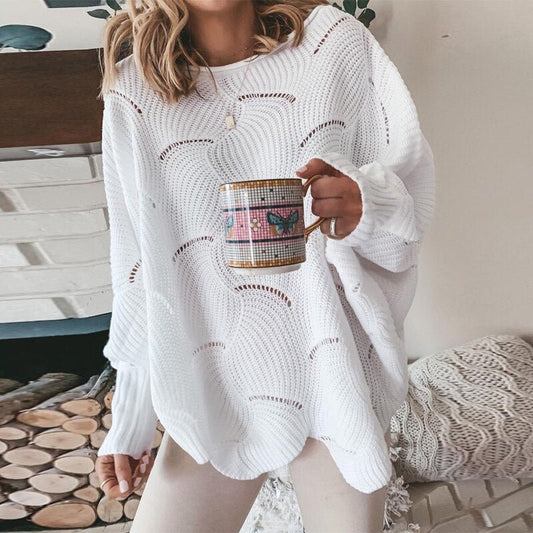 Bettina | Damen Locker Gestrickter Pullover mit Langarm